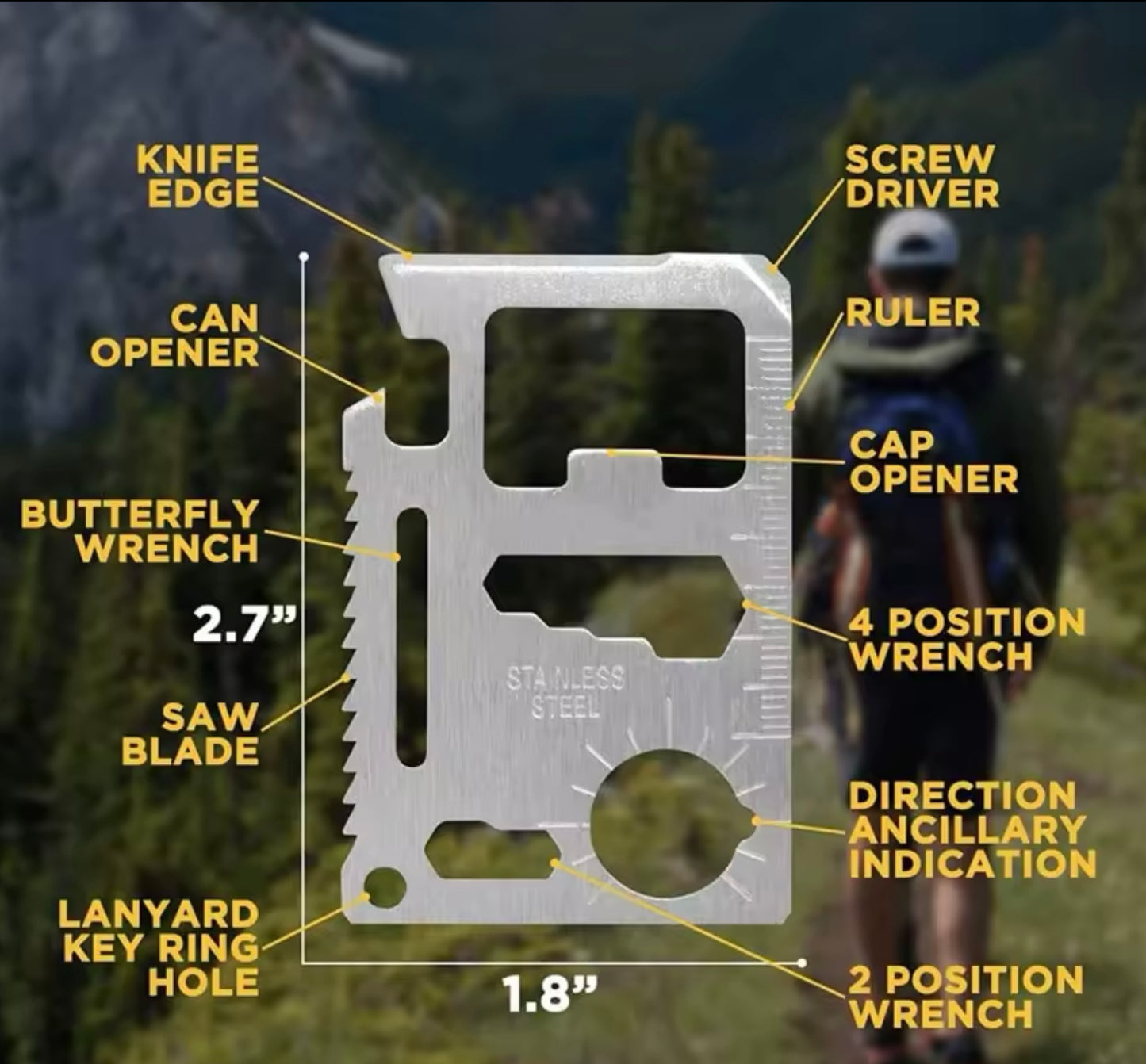 Steel EDC card (11-in-1)