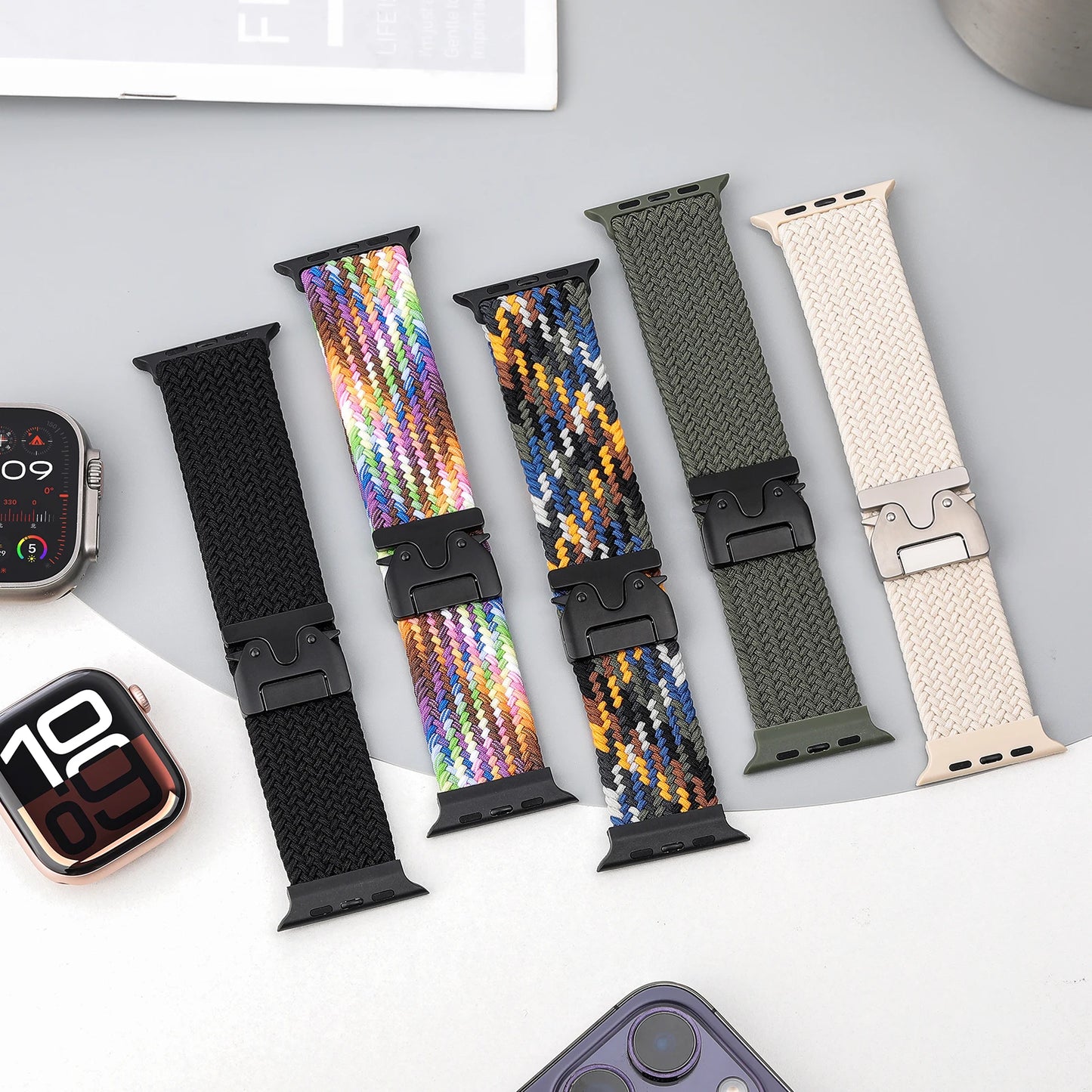 Braided Loop Band for Apple Watch – Stretchy & Comfortable (Ultra 2, Series 1-10, SE)