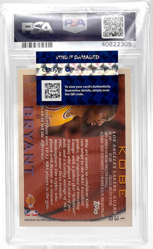 1996 Kobe Bryant Topps Rookie PSA 10