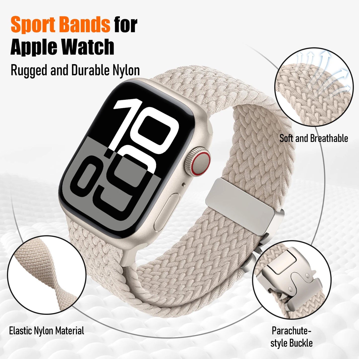 Braided Loop Band for Apple Watch – Stretchy & Comfortable (Ultra 2, Series 1-10, SE)